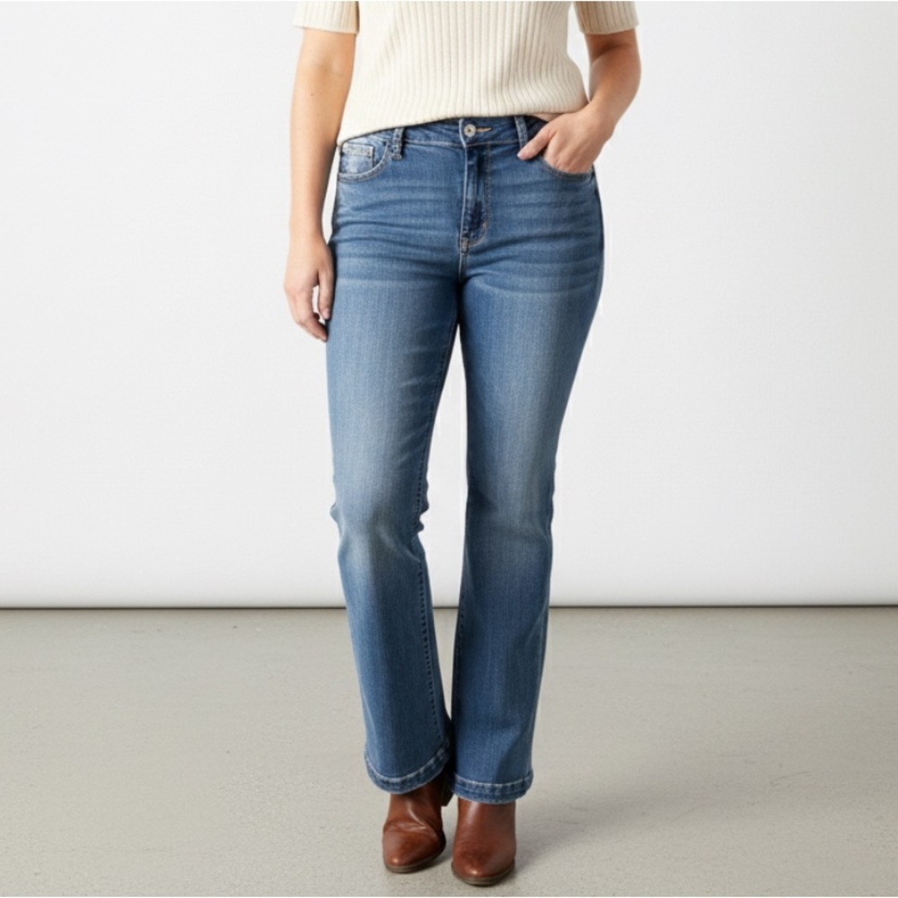 Judy Blue Slim Boot Jeans Stretch Braided Detail Plus Size 13/31 Classic Boho